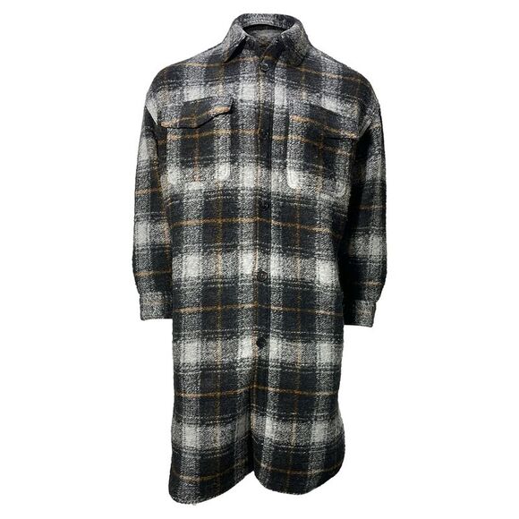 Isabel Marant Plaid Single-Breasted Buttoned Shirt Coat inMulticolor Wool